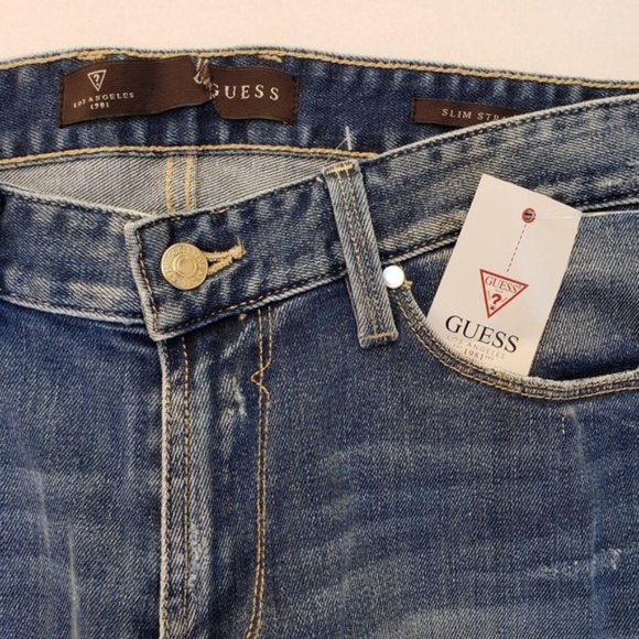 NEW GUESS Men's Slim Straight Jeans SZ 32 - Picture 6 of 8